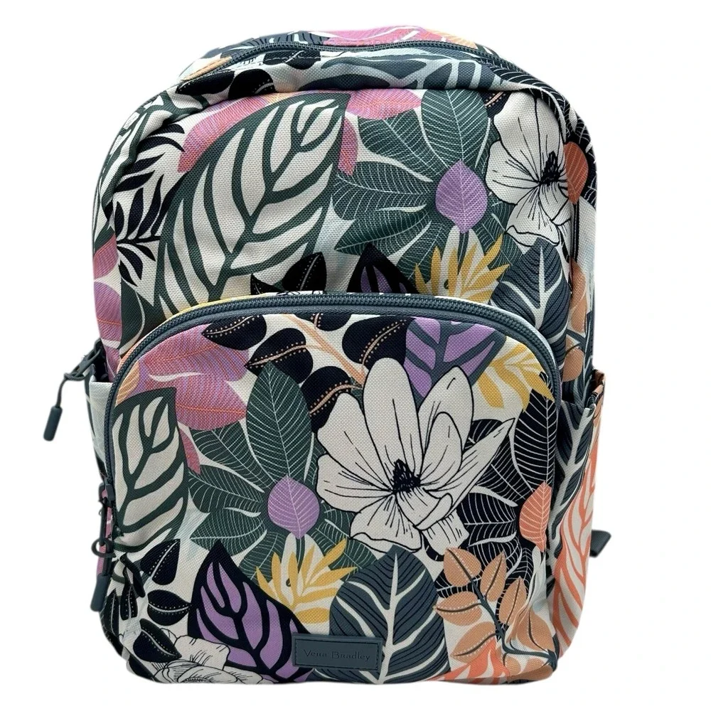 Vera Bradley Women's Small Backpack Palm Floral‎ Purple Lining Water-resistant